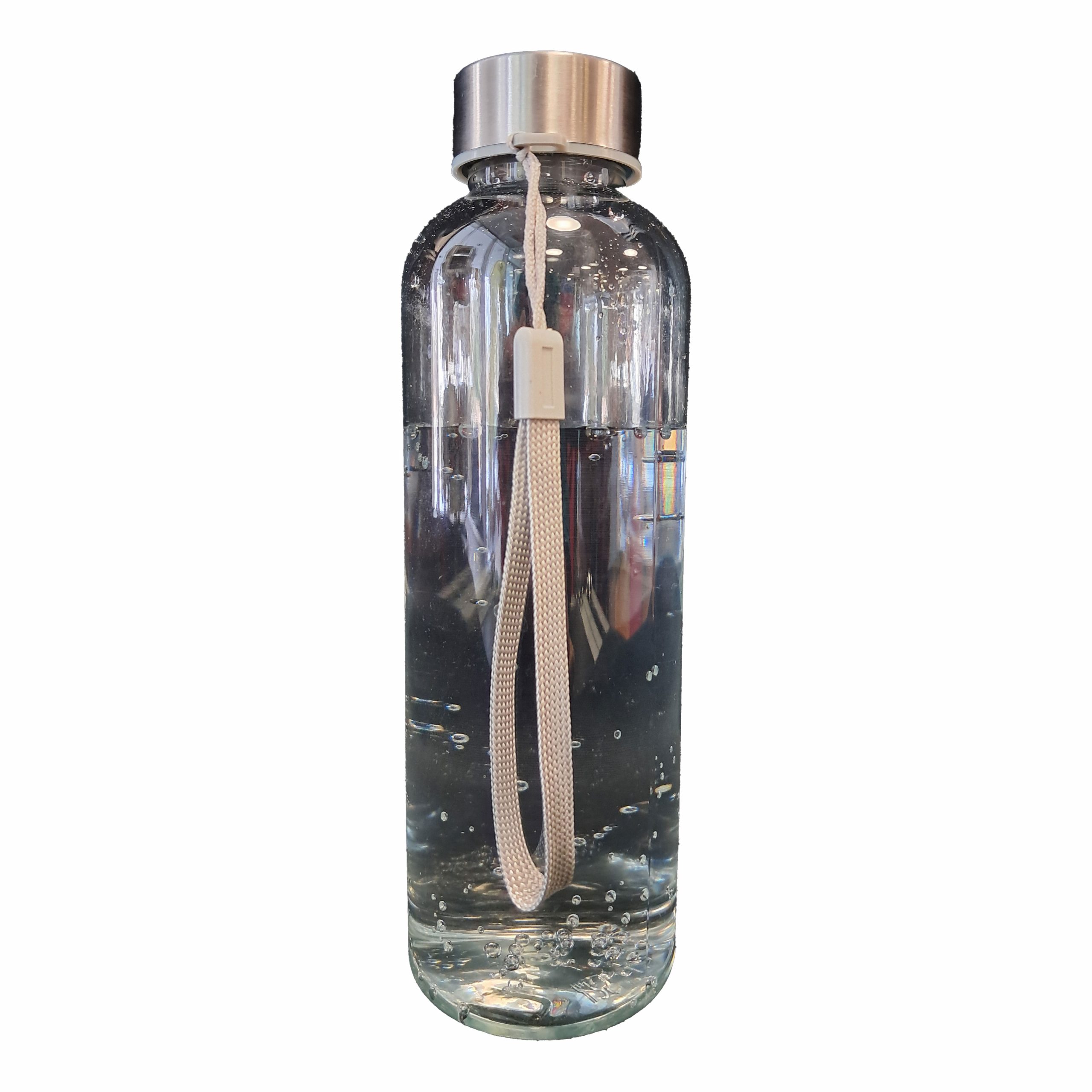 Trinkflasche (transparent) mit Gravur des FU-Siegels